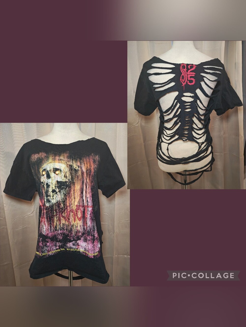 🤘 Slipknot 2024 Tour Ridgefield T-Shirt Custom Shredded & Woven Back 🤘